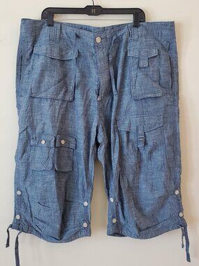 Sean John Men's Linen Cotton Cargo Multi Pocket Drawstring Pants SZ 40